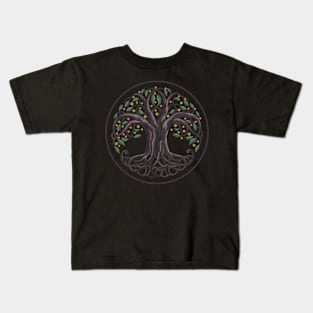 Yggdrasil Tree Of Life Norse Mythology Viking Symbol Colored Kids T-Shirt